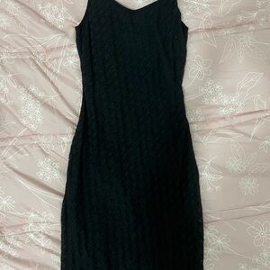 Wild Fable Black Textured Midi Dress